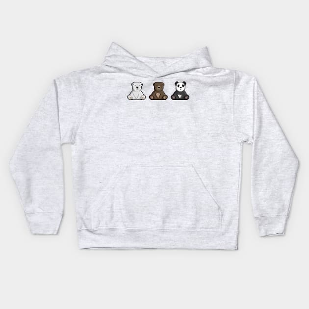 The Trio Bears | We Bears Pixel Art Kids Hoodie by wpapkoo